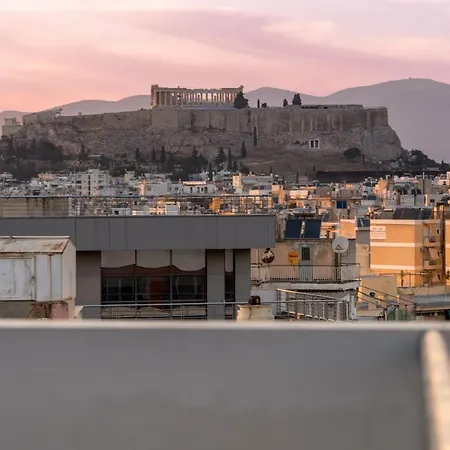 Sunny Penthouse W/ Acropolis View Next To Metro Apartment